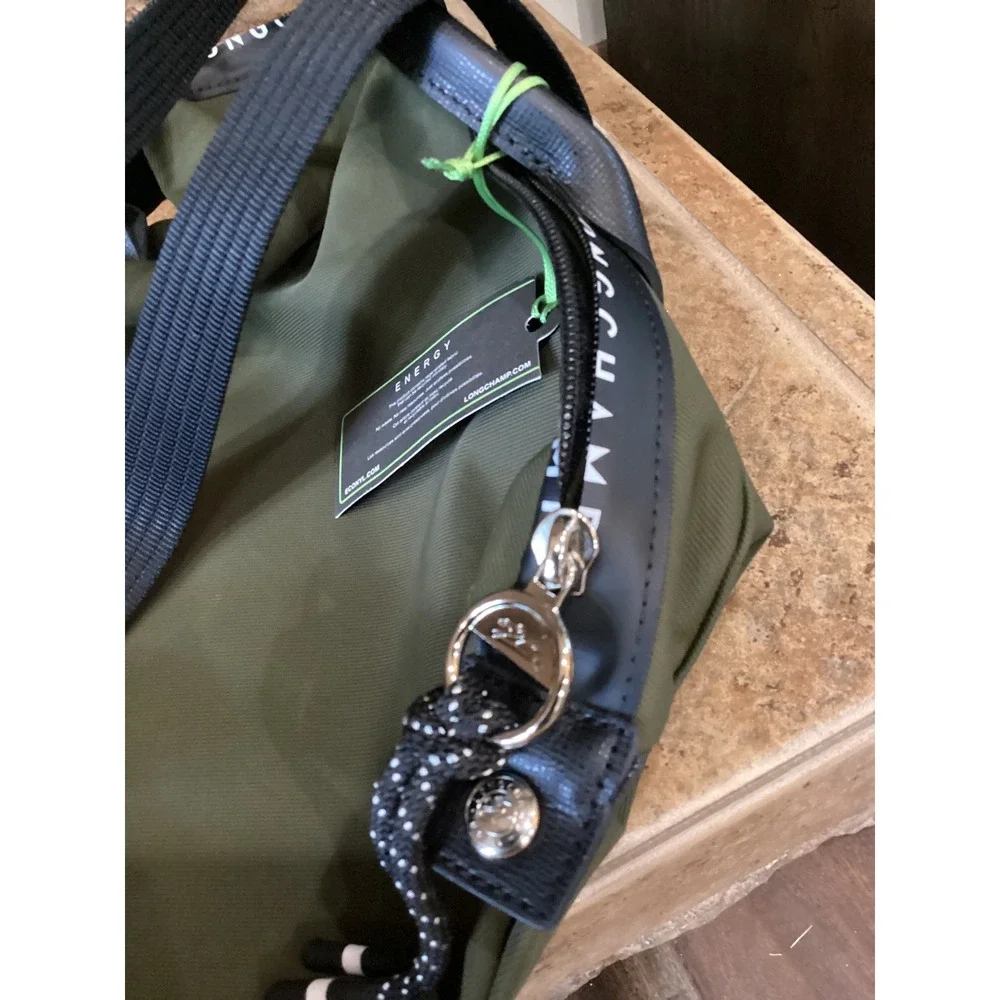Longchamp Le Pliage Energy Recycled Canvas Backpack Khaki Green 10166HSR892 New